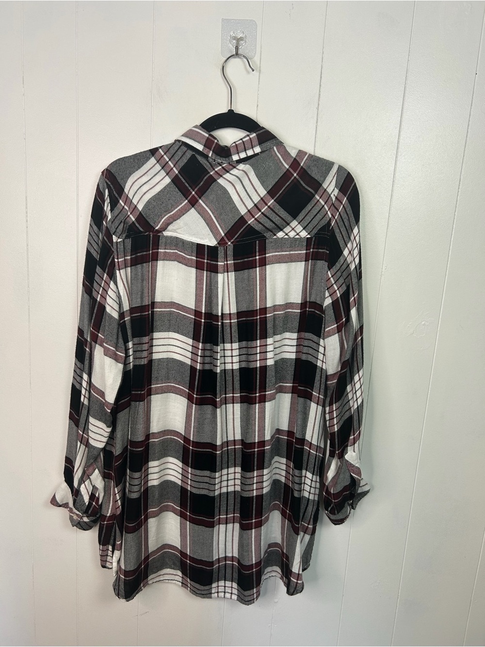 Dex Long Sleeve plaid Button Down Tunic Shirt Top Womens size 1X Soft Basic - Picture 3 of 7